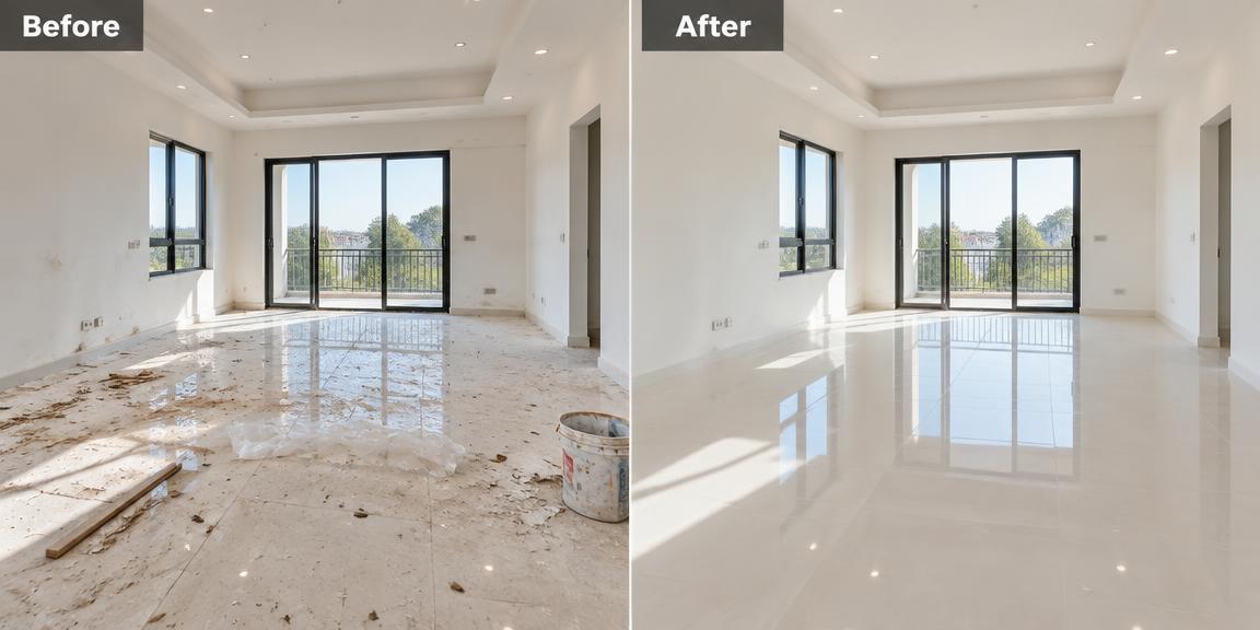 Post-construction cleaning before and after by Larkfield Clean